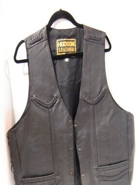 Hudson Leather Vest Size 48  Great for your motorcycle rides.